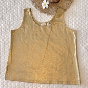 Chico’s XL Gold Stretch Tank Top Size 3